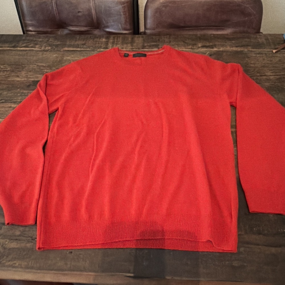 Saks Fifth Avenue Men's Red Knit Long Sleeve Collection Cashmere Sweater Size L